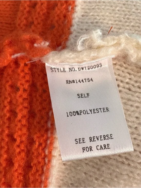 Davi & Dani Orange and Cream Checkered Cardigan with Lavender Trim Large - Picture 5 of 5